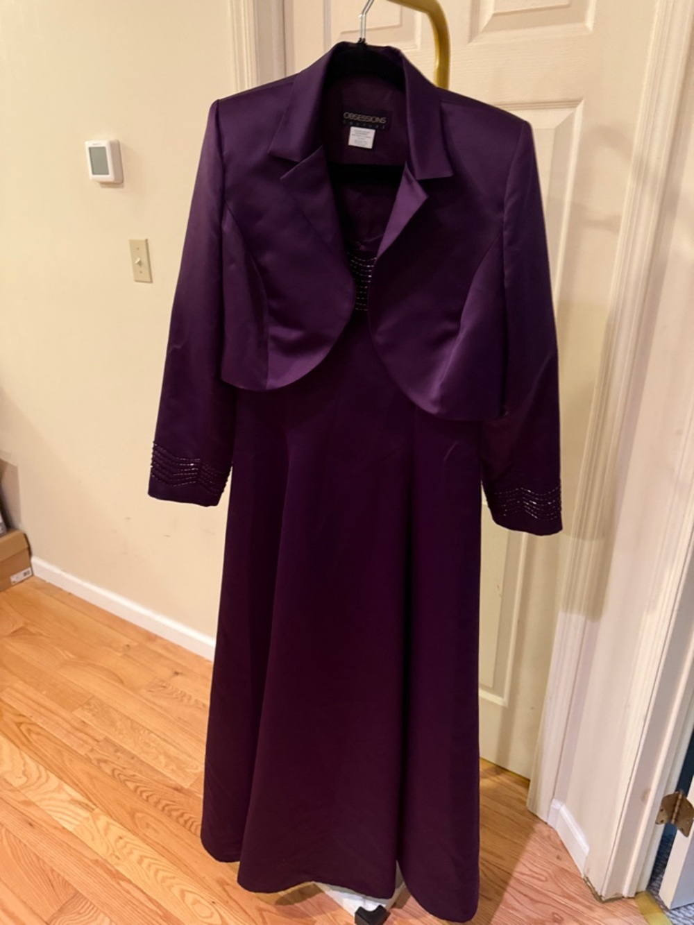 Elegant Purple  A-Line Dress 2 piece mother bride wedding ball gown church rich